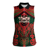 Aotearoa Iwi Tuhoe Personalised Women Sleeveless Polo Shirt Maori Kowhaiwhai Pattern
