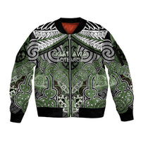 Aotearoa Iwi Ngati Awa Personalised Sleeve Zip Bomber Jacket Maori Kowhaiwhai Pattern