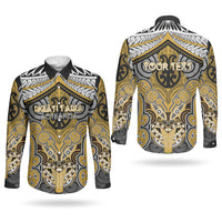 Aotearoa Iwi Ngati Tama Personalised Couples Matching Off Shoulder Short Dress and Long Sleeve Button Shirt Maori Kowhaiwhai Pattern