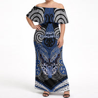 Aotearoa Iwi Ngati Tuwharetoa Personalised Off Shoulder Maxi Dress Maori Kowhaiwhai Pattern