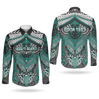 Aotearoa Iwi Ngati Maru Personalised Couples Matching Mermaid Dress and Long Sleeve Button Shirt Maori Kowhaiwhai Pattern