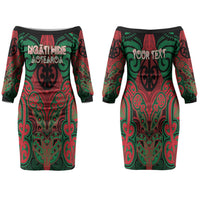 Aotearoa Iwi Ngati Hine Personalised Family Matching Off The Shoulder Long Sleeve Dress and Hawaiian Shirt Maori Kowhaiwhai Pattern