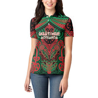 Aotearoa Iwi Ngati Hine Personalised Women Polo Shirt Maori Kowhaiwhai Pattern