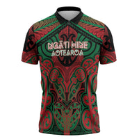 Aotearoa Iwi Ngati Hine Personalised Zipper Polo Shirt Maori Kowhaiwhai Pattern