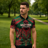 Aotearoa Iwi Ngati Hine Personalised Zipper Polo Shirt Maori Kowhaiwhai Pattern