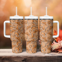 Brown Hawaii Palaka Cowboy Tumbler With Handle Hawaiian Paniolo Festival Spirit LT19 - Polynesian Pride
