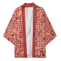 Red Hawaii Palaka Cowboy Kimono Hawaiian Paniolo Festival Spirit LT19 Unisex Red - Polynesian Pride