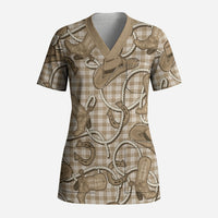 Beige Hawaii Palaka Cowboy Scrub Top Hawaiian Paniolo Festival Spirit LT19 Adult Beige - Polynesian Pride