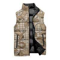 Beige Hawaii Palaka Cowboy Sleeveless Puffer Jacket Hawaiian Paniolo Festival Spirit LT19 - Polynesian Pride