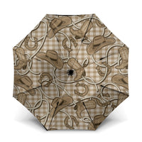 Beige Hawaii Palaka Cowboy Umbrella Hawaiian Paniolo Festival Spirit LT19 One Size Folded 11.42 inch Opened Diameter 37.4 inch Beige - Polynesian Pride