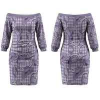 Purple Hawaii Palaka Cowboy Couples Matching Off The Shoulder Long Sleeve Dress and Hawaiian Shirt Hawaiian Paniolo Festival Spirit LT19 - Polynesian Pride