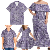 Purple Hawaii Palaka Cowboy Family Matching Off Shoulder Maxi Dress and Hawaiian Shirt Hawaiian Paniolo Festival Spirit LT19 - Polynesian Pride
