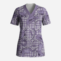 Purple Hawaii Palaka Cowboy Scrub Top Hawaiian Paniolo Festival Spirit LT19 Adult Purple - Polynesian Pride
