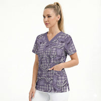 Purple Hawaii Palaka Cowboy Scrub Top Hawaiian Paniolo Festival Spirit LT19 - Polynesian Pride