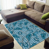Blue Hawaii Palaka Cowboy Area Rug Hawaiian Paniolo Festival Spirit LT19 - Polynesian Pride