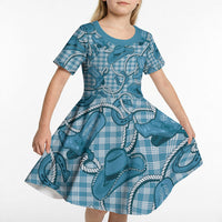 Blue Hawaii Palaka Cowboy Kid Short Sleeve Dress Hawaiian Paniolo Festival Spirit LT19 - Polynesian Pride