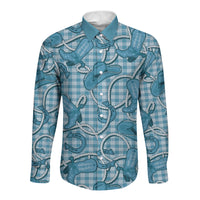 Blue Hawaii Palaka Cowboy Long Sleeve Button Shirt Hawaiian Paniolo Festival Spirit LT19 Unisex Blue - Polynesian Pride