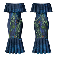 New Zealand Takahe Personalised Family Matching Mermaid Dress and Hawaiian Shirt Silver Fern Galaxy Polynesian Pattern LT22 Mom's Dress Blue - Polynesian Pride
