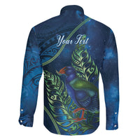 New Zealand Takahe Personalised Family Matching Off Shoulder Maxi Dress and Hawaiian Shirt Silver Fern Galaxy Polynesian Pattern