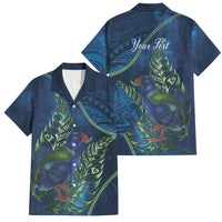 New Zealand Takahe Personalised Family Matching Summer Maxi Dress and Hawaiian Shirt Silver Fern Galaxy Polynesian Pattern LT22 Dad's Shirt - Short Sleeve Blue - Polynesian Pride