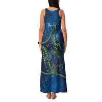 New Zealand Takahe Personalised Family Matching Tank Maxi Dress and Hawaiian Shirt Silver Fern Galaxy Polynesian Pattern