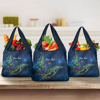 New Zealand Takahe Personalised Grocery Bag Silver Fern Galaxy Polynesian Pattern LT22 3-pack One Size Blue - Polynesian Pride