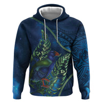 New Zealand Takahe Personalised Hoodie Silver Fern Galaxy Polynesian Pattern LT22 Pullover Hoodie Blue - Polynesian Pride