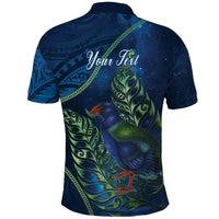 New Zealand Takahe Personalised Polo Shirt Silver Fern Galaxy Polynesian Pattern LT22 - Polynesian Pride