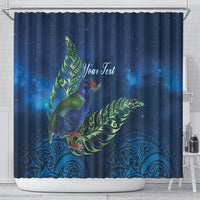 New Zealand Takahe Personalised Shower Curtain Silver Fern Galaxy Polynesian Pattern LT22 - Polynesian Pride