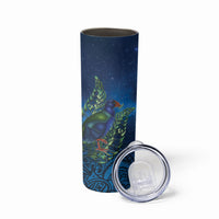 New Zealand Takahe Personalised Skinny Tumbler Silver Fern Galaxy Polynesian Pattern LT22 - Polynesian Pride