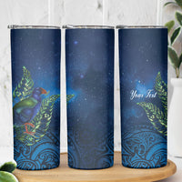 New Zealand Takahe Personalised Skinny Tumbler Silver Fern Galaxy Polynesian Pattern LT22 - Polynesian Pride