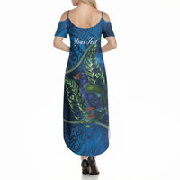 New Zealand Takahe Personalised Summer Maxi Dress Silver Fern Galaxy Polynesian Pattern LT22 - Polynesian Pride