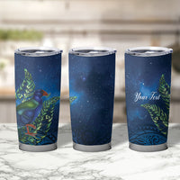 New Zealand Takahe Personalised Tumbler Cup Silver Fern Galaxy Polynesian Pattern