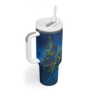 New Zealand Takahe Personalised Tumbler With Handle Silver Fern Galaxy Polynesian Pattern LT22 - Polynesian Pride