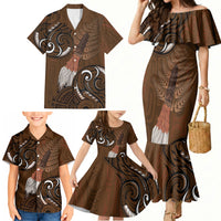 New Zealand Taiaha Family Matching Mermaid Dress and Hawaiian Shirt Maori Weapon Silver Fern Maori Pattern