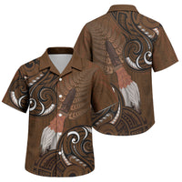 New Zealand Taiaha Family Matching Off Shoulder Maxi Dress and Hawaiian Shirt Maori Weapon Silver Fern Maori Pattern LT22 Son's Shirt Brown - Polynesian Pride