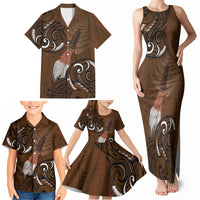 New Zealand Taiaha Family Matching Tank Maxi Dress and Hawaiian Shirt Maori Weapon Silver Fern Maori Pattern
