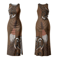 New Zealand Taiaha Family Matching Tank Maxi Dress and Hawaiian Shirt Maori Weapon Silver Fern Maori Pattern