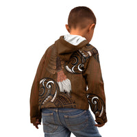 New Zealand Taiaha Kid Hoodie Maori Weapon Silver Fern Maori Pattern