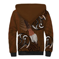 New Zealand Taiaha Sherpa Hoodie Maori Weapon Silver Fern Maori Pattern