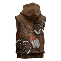 New Zealand Taiaha Sleeveless Hoodie Maori Weapon Silver Fern Maori Pattern