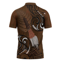 New Zealand Taiaha Zipper Polo Shirt Maori Weapon Silver Fern Maori Pattern LT22 - Polynesian Pride