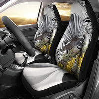 New Zealand Fantail Bird Car Seat Cover Maori Piwakawaka Kowhai Maori Pattern