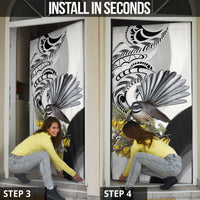 New Zealand Fantail Bird Door Cover Maori Piwakawaka Kowhai Maori Pattern