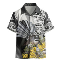 New Zealand Fantail Bird Kid Hawaiian Shirt Maori Piwakawaka Kowhai Maori Pattern LT22 - Polynesian Pride