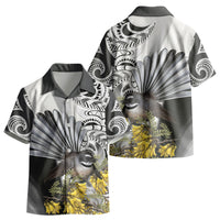 New Zealand Fantail Bird Kid Hawaiian Shirt Maori Piwakawaka Kowhai Maori Pattern LT22 - Polynesian Pride