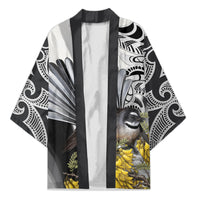 New Zealand Fantail Bird Kimono Maori Piwakawaka Kowhai Maori Pattern