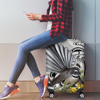 New Zealand Fantail Bird Luggage Cover Maori Piwakawaka Kowhai Maori Pattern