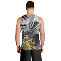New Zealand Fantail Bird Men Tank Top Maori Piwakawaka Kowhai Maori Pattern
