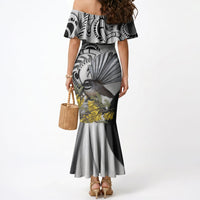 New Zealand Fantail Bird Mermaid Dress Maori Piwakawaka Kowhai Maori Pattern LT22 - Polynesian Pride